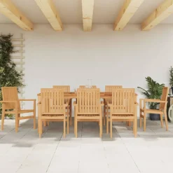 MAISON EXCLUSIVE - Chaises de jardin empilables lot de 8 56,5x57,5x91 cm bois teck