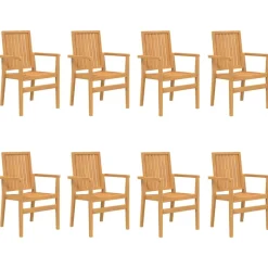 MAISON EXCLUSIVE - Chaises de jardin empilables lot de 8 56,5x57,5x91 cm bois teck