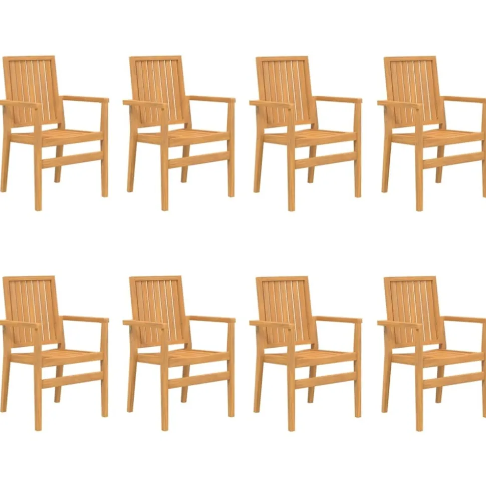 MAISON EXCLUSIVE - Chaises de jardin empilables lot de 8 56,5x57,5x91 cm bois teck