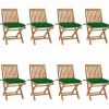 MAISON EXCLUSIVE - Chaises pliables de jardin avec coussins lot de 8 teck solide