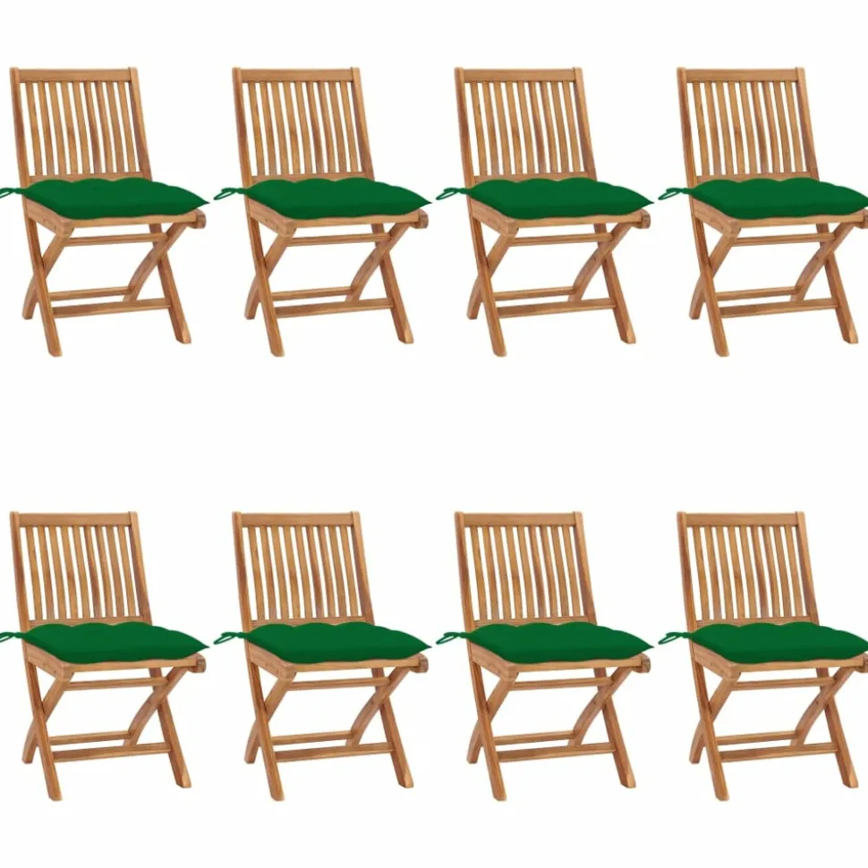 MAISON EXCLUSIVE - Chaises pliables de jardin avec coussins lot de 8 teck solide