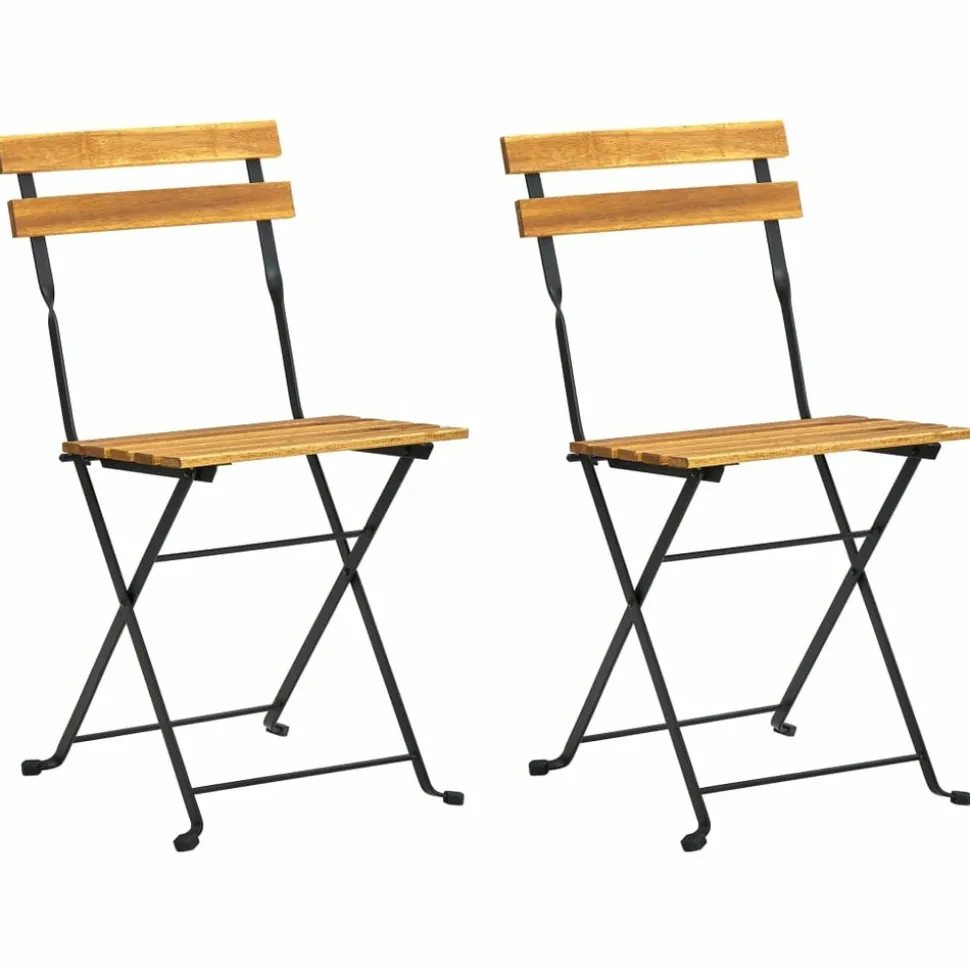 MAISON EXCLUSIVE - Chaises pliables de jardin lot de 2 acier et bois acacia solide