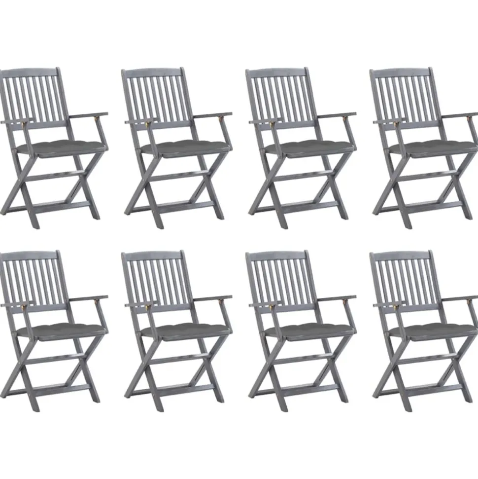 MAISON EXCLUSIVE - Chaises pliables d'extérieur lot de 8 et coussins bois d'acacia