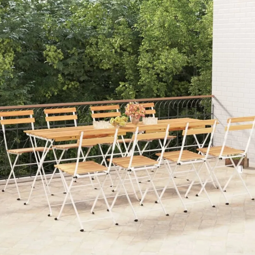 MAISON EXCLUSIVE - Chaises de bistrot pliantes lot de 8 bois d'acacia solide acier