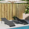 MAISON EXCLUSIVE - Chaises longues lot de 2 avec coussins gris résine tressée