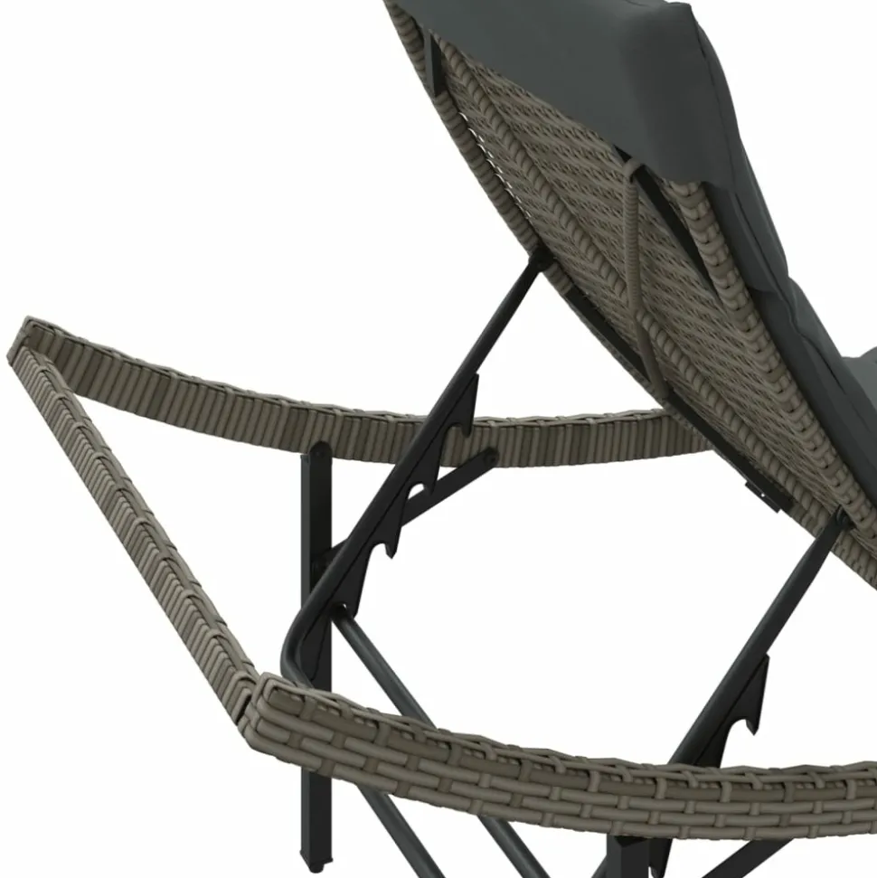 MAISON EXCLUSIVE - Chaises longues lot de 2 avec coussins gris résine tressée