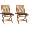 MAISON EXCLUSIVE - Chaises de jardin lot de 2 et coussins anthracite bois de teck