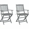 MAISON EXCLUSIVE - Chaises pliables d'extérieur lot de 2 et coussins bois d'acacia