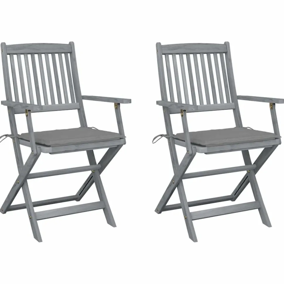 MAISON EXCLUSIVE - Chaises pliables d'extérieur lot de 2 et coussins bois d'acacia