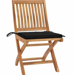 MAISON EXCLUSIVE - Chaises de jardin lot de 2 et coussins noir bois de teck massif