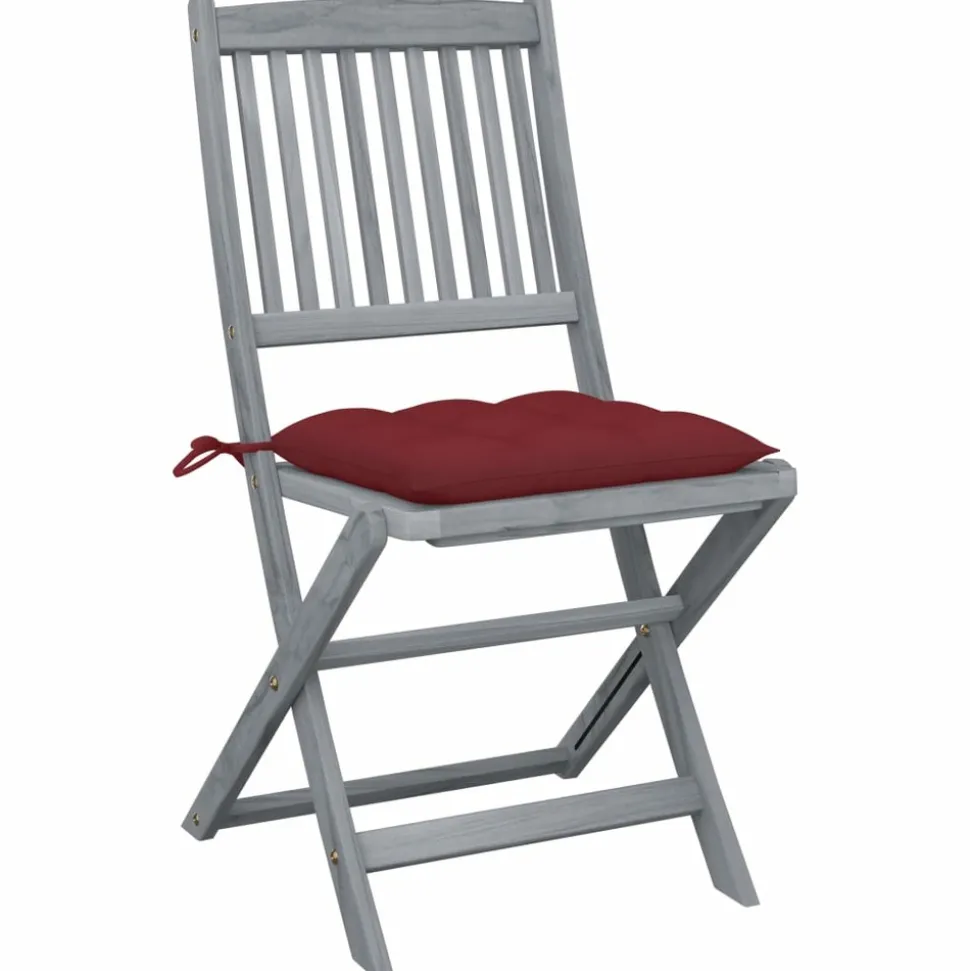 MAISON EXCLUSIVE - Chaises pliables d'extérieur lot de 2 et coussins bois d'acacia