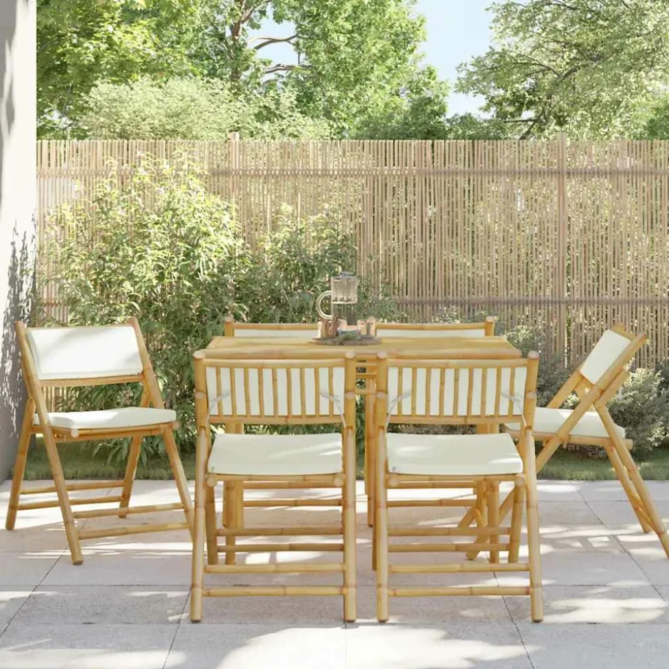 MAISON EXCLUSIVE - Chaises de bistro pliantes lot de 6 et coussins blanc crème
