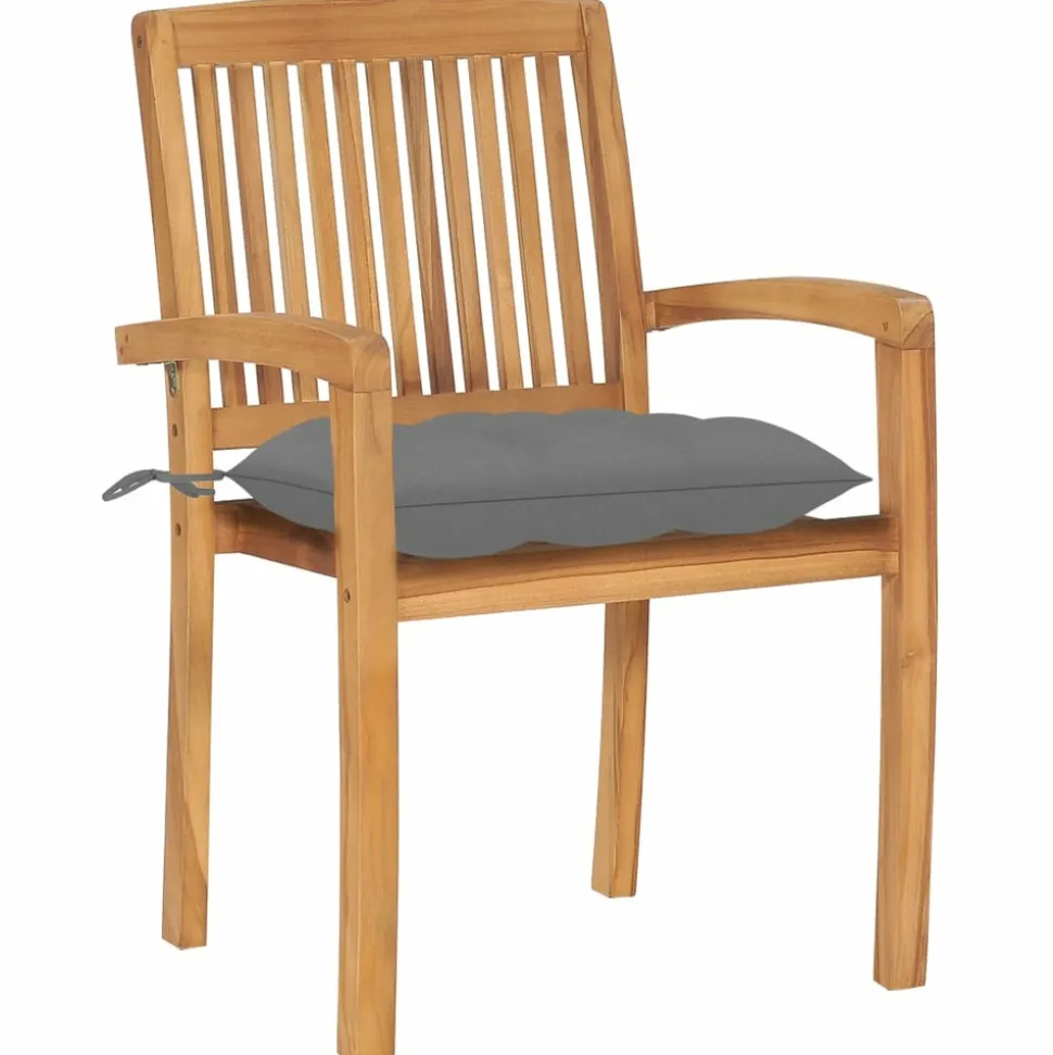 MAISON EXCLUSIVE - Chaises de jardin empilables avec coussins lot de 8 teck solide