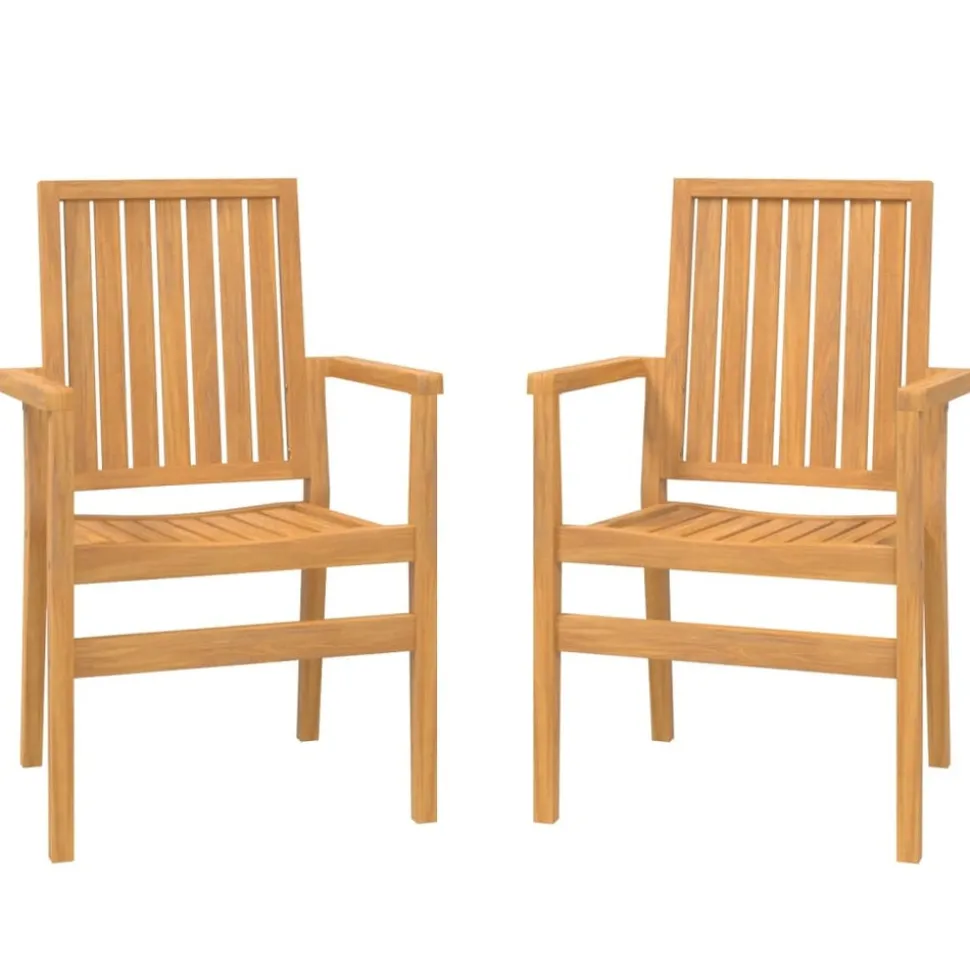 MAISON EXCLUSIVE - Chaises de jardin empilables lot de 2 56,5x57,5x91 cm bois teck
