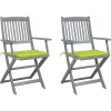 MAISON EXCLUSIVE - Chaises pliables d'extérieur lot de 2 et coussins bois d'acacia