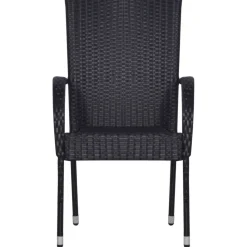 MAISON EXCLUSIVE - Chaises empilables d'extérieur lot de 2 résine tressée noir