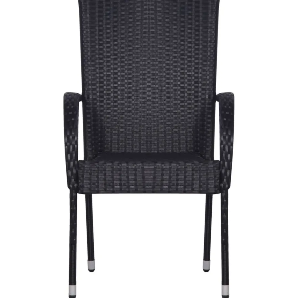 MAISON EXCLUSIVE - Chaises empilables d'extérieur lot de 2 résine tressée noir