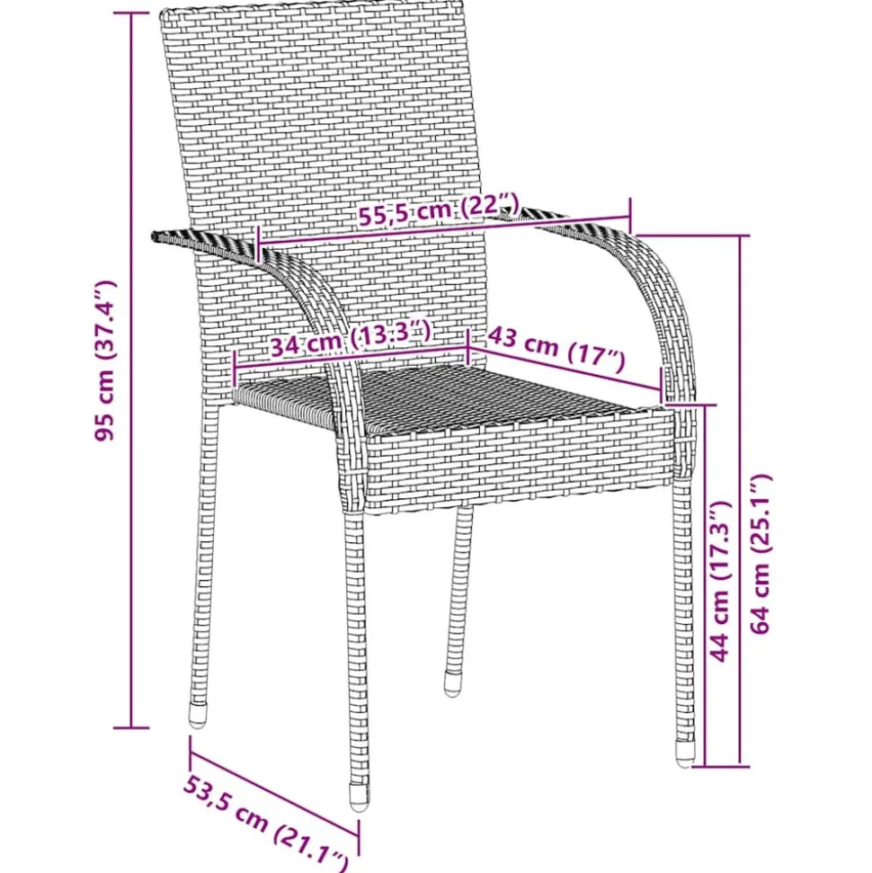 MAISON EXCLUSIVE - Chaises empilables d'extérieur lot de 2 résine tressée noir