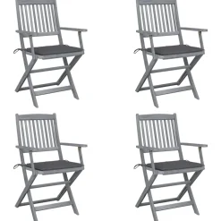 MAISON EXCLUSIVE - Chaises pliables d'extérieur lot de 4 et coussins bois d'acacia