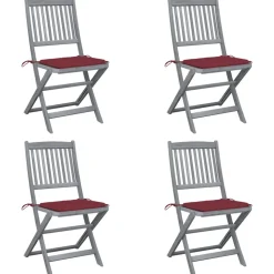 MAISON EXCLUSIVE - Chaises pliables d'extérieur lot de 4 et coussins bois d'acacia