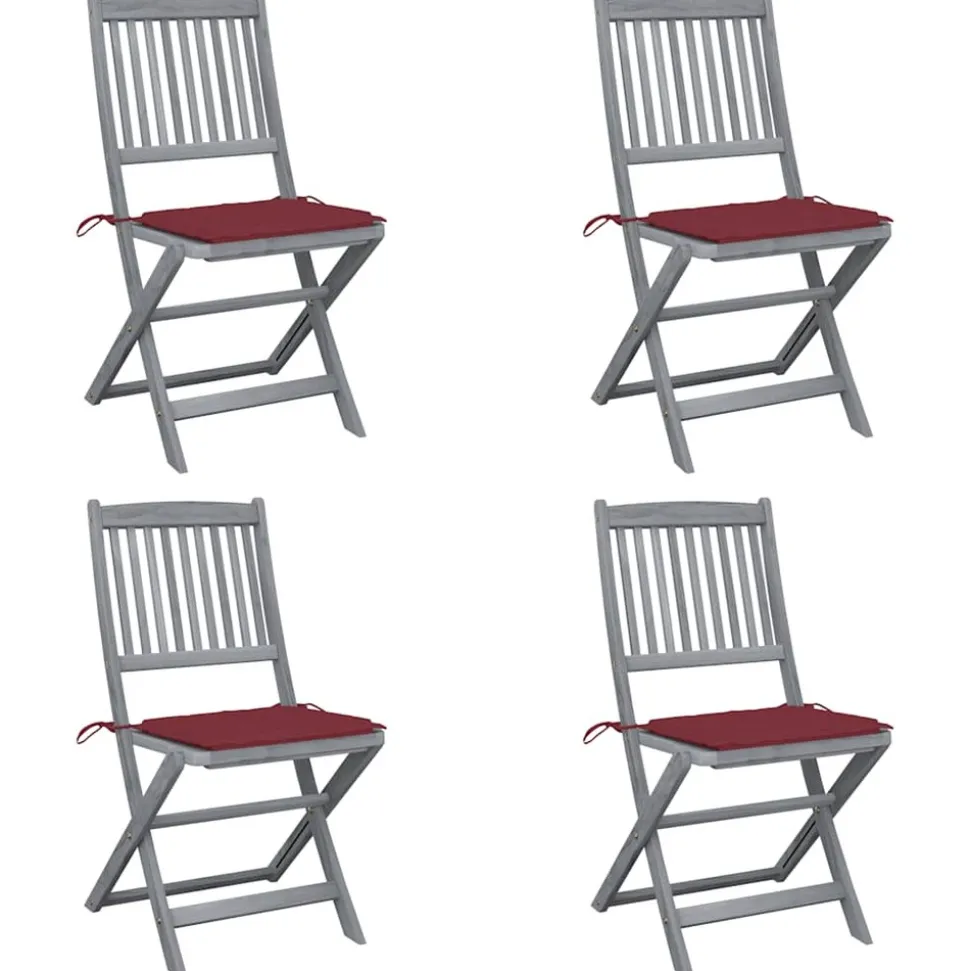 MAISON EXCLUSIVE - Chaises pliables d'extérieur lot de 4 et coussins bois d'acacia