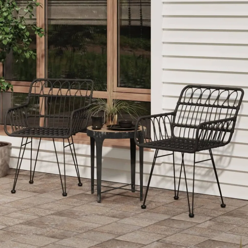 MAISON EXCLUSIVE - Chaises de jardin lot de 2 avec accoudoir noir 56x64x80 cm