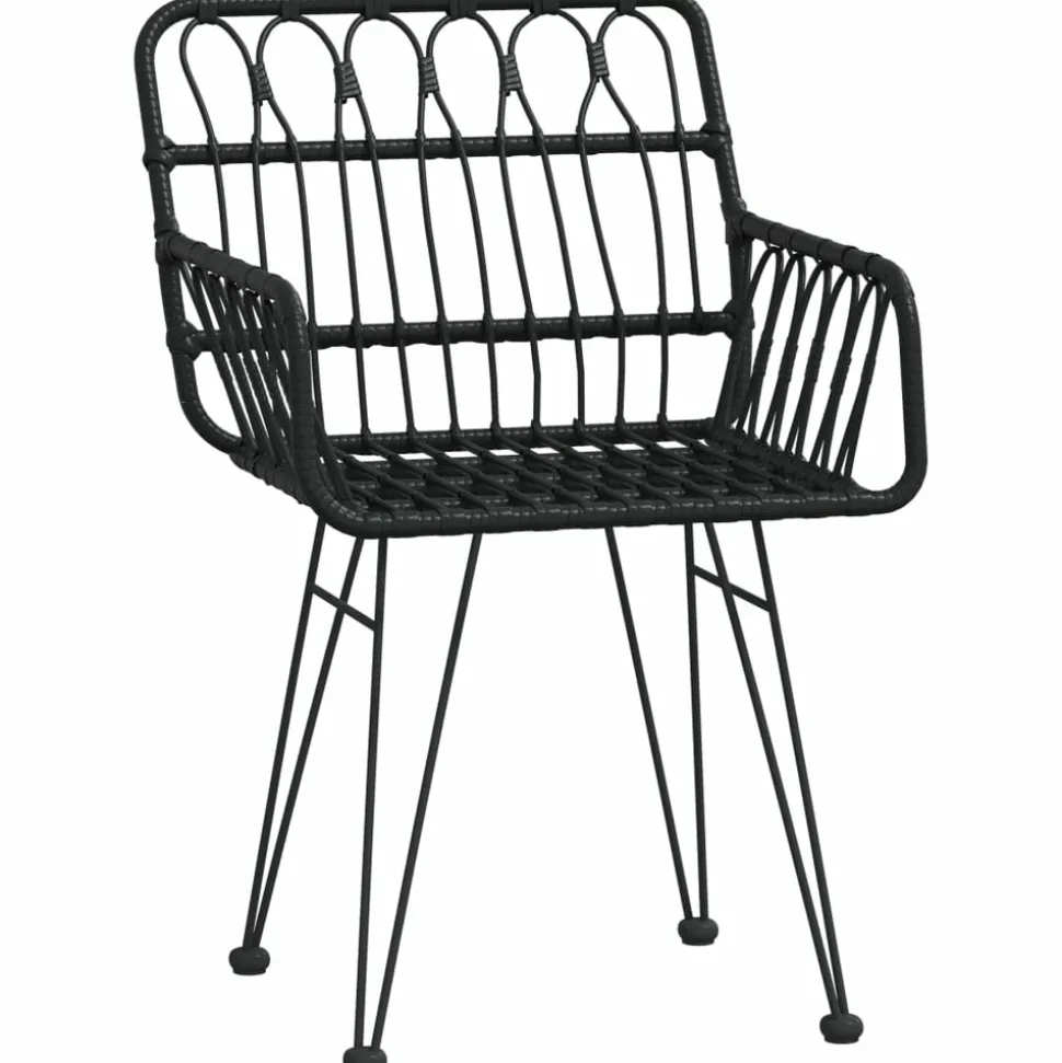 MAISON EXCLUSIVE - Chaises de jardin lot de 2 avec accoudoir noir 56x64x80 cm