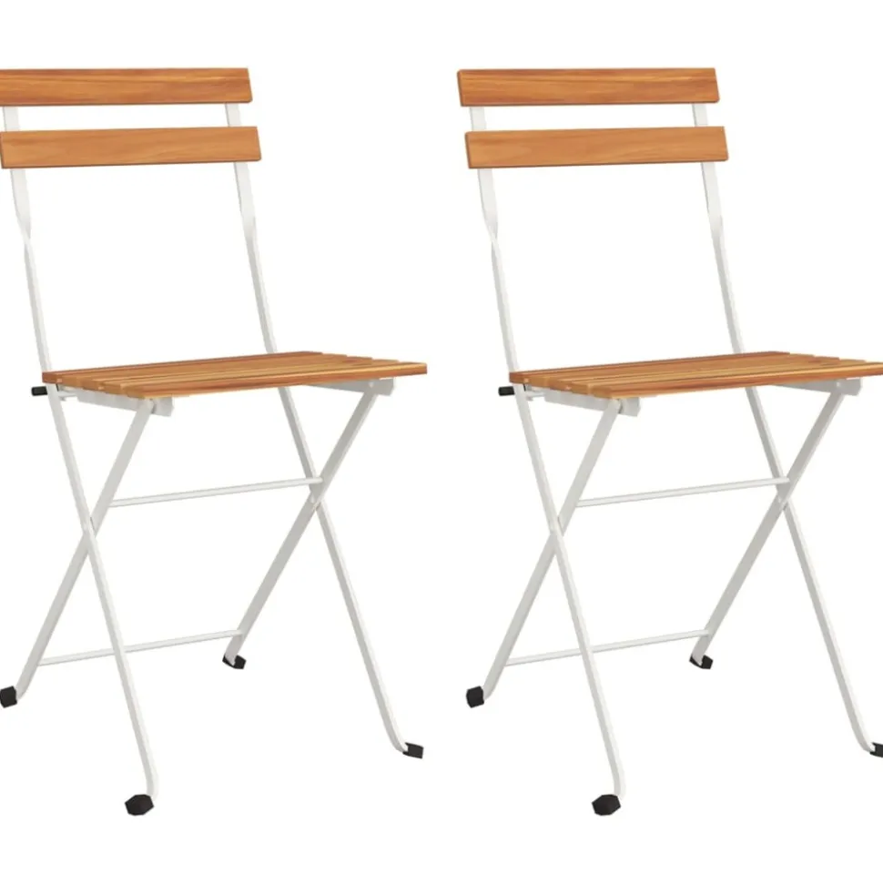 MAISON EXCLUSIVE - Chaises de bistrot pliantes lot de 2 bois d'acacia solide acier