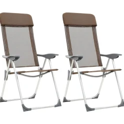 MAISON EXCLUSIVE - Chaises de camping pliables lot de 2 marron aluminium