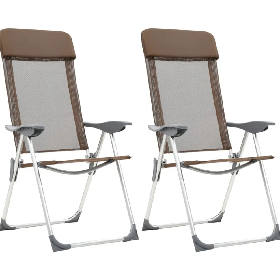 MAISON EXCLUSIVE - Chaises de camping pliables lot de 2 marron aluminium