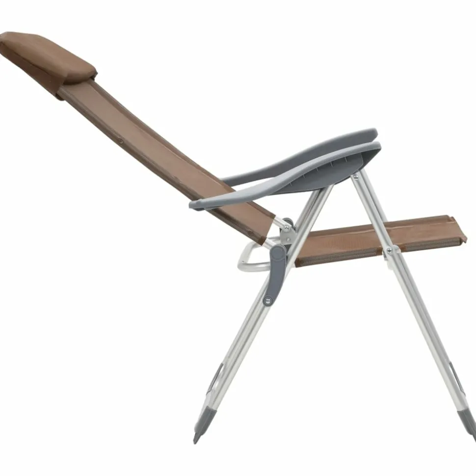 MAISON EXCLUSIVE - Chaises de camping pliables lot de 2 marron aluminium