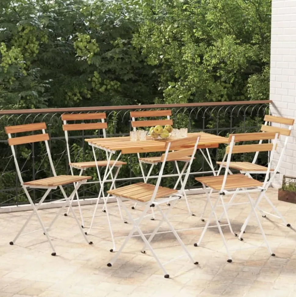 MAISON EXCLUSIVE - Chaises de bistrot pliantes lot de 6 bois d'acacia solide acier