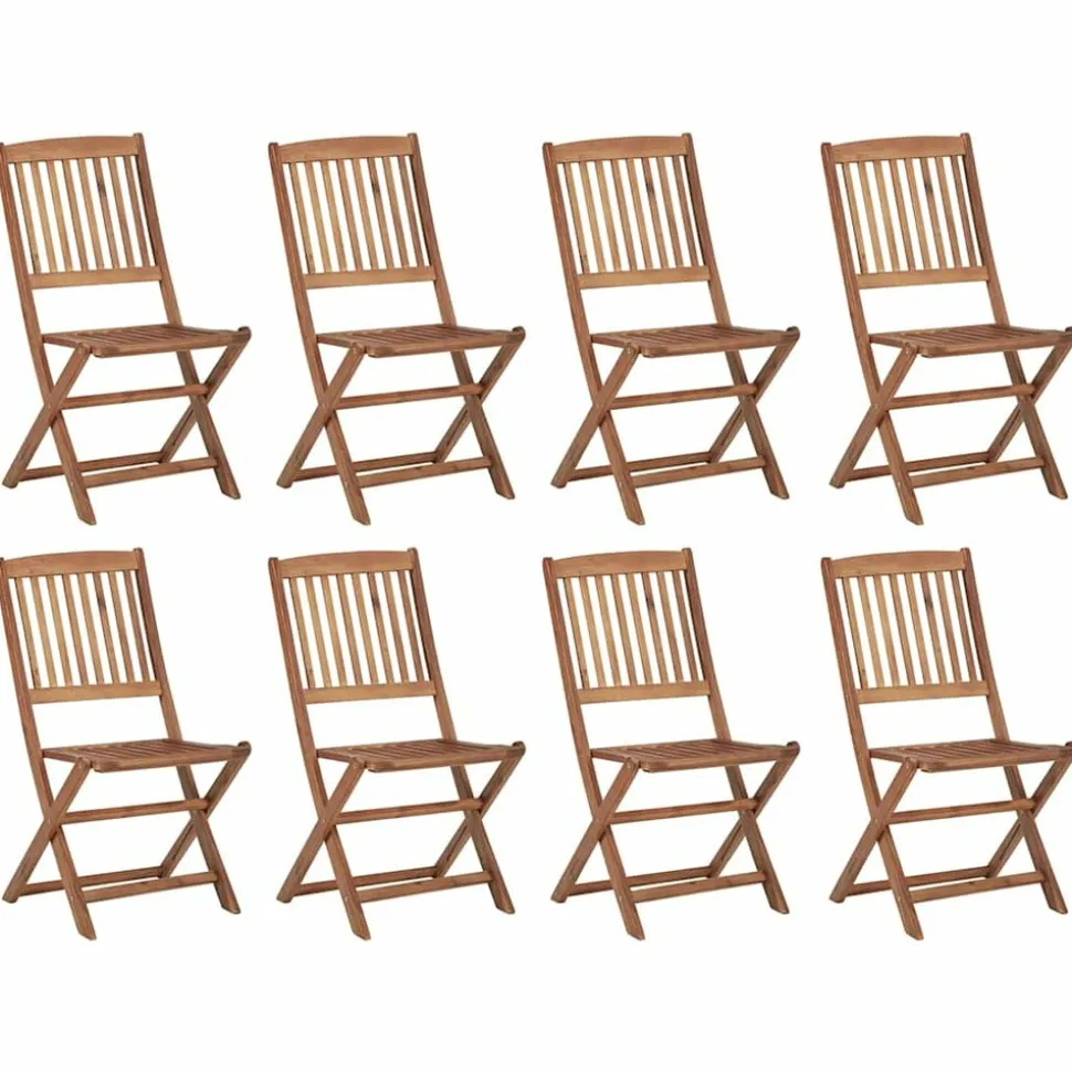MAISON EXCLUSIVE - Chaises pliables d'extérieur et coussins lot de 8 bois d'acacia