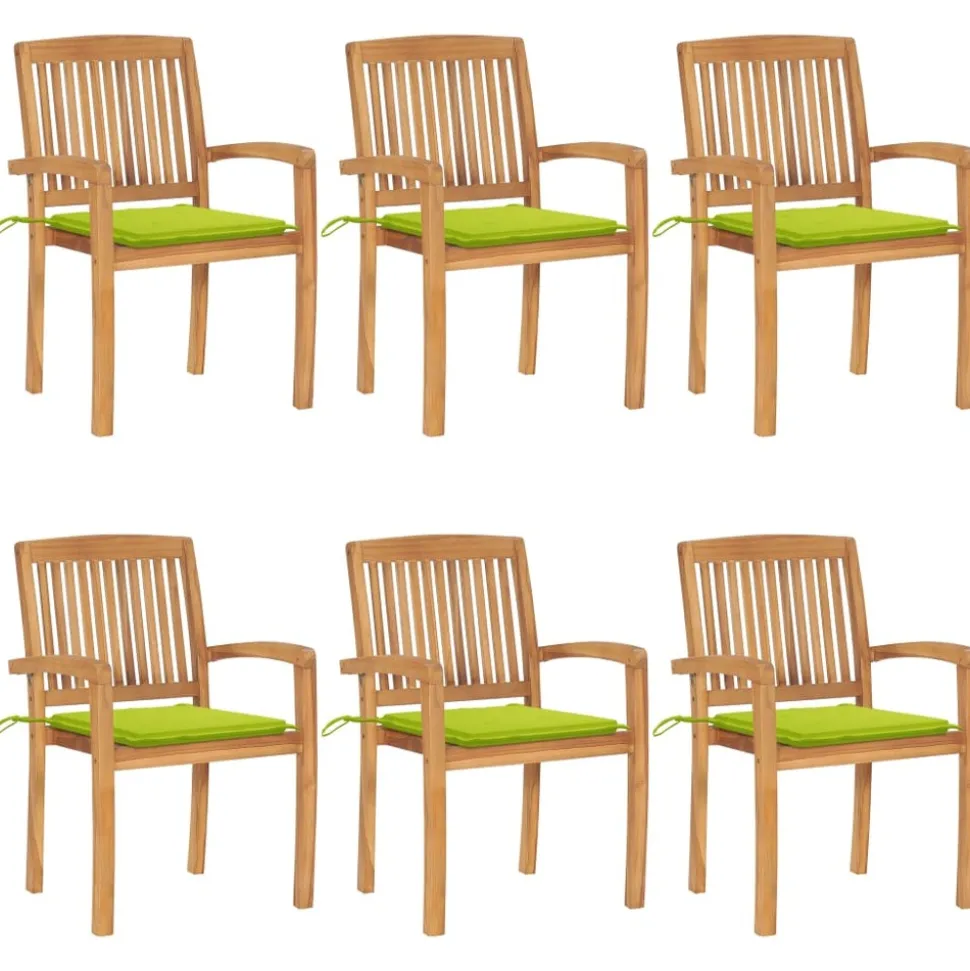 MAISON EXCLUSIVE - Chaises de jardin empilables avec coussins lot de 6 teck solide