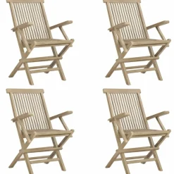 MAISON EXCLUSIVE - Chaises de jardin pliantes lot de 4 gris 56x61x89 cm bois teck
