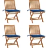 MAISON EXCLUSIVE - Chaises pliables de jardin avec coussins lot de 4 teck solide