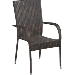 MAISON EXCLUSIVE - Chaises empilables d'extérieur lot de 6 résine tressée marron