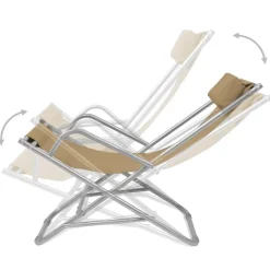 MAISON EXCLUSIVE - Chaises inclinables de terrasse lot de2 acier taupe