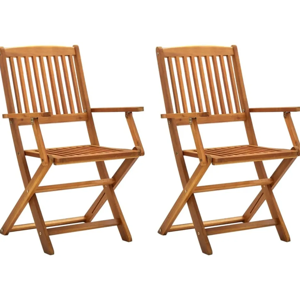 MAISON EXCLUSIVE - Chaises pliables d'extérieur lot de 2 bois d'acacia solide