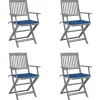 MAISON EXCLUSIVE - Chaises pliables d'extérieur lot de 4 et coussins bois d'acacia