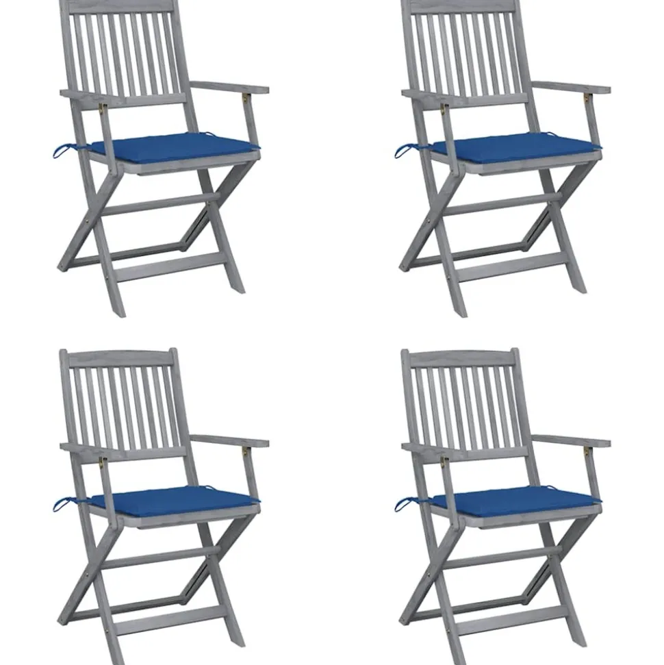 MAISON EXCLUSIVE - Chaises pliables d'extérieur lot de 4 et coussins bois d'acacia