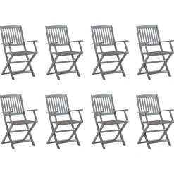 MAISON EXCLUSIVE - Chaises pliables d'extérieur lot de 8 et coussins bois d'acacia