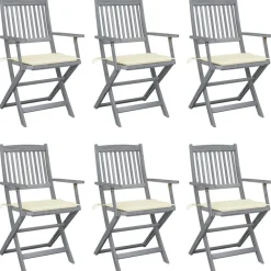 MAISON EXCLUSIVE - Chaises pliables d'extérieur lot de 6 et coussins bois d'acacia