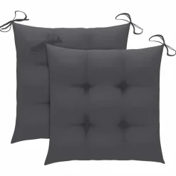 MAISON EXCLUSIVE - Chaises de jardin lot de 2 et coussins anthracite bois de teck