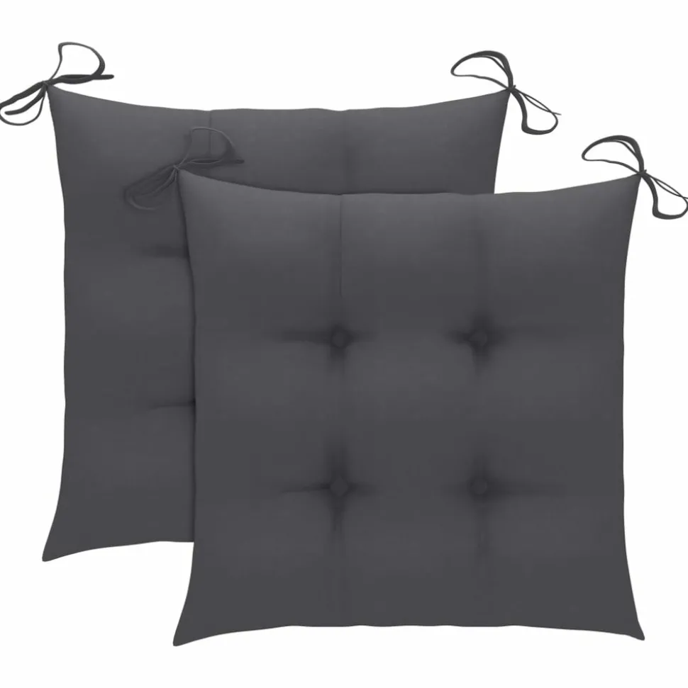 MAISON EXCLUSIVE - Chaises de jardin lot de 2 et coussins anthracite bois de teck