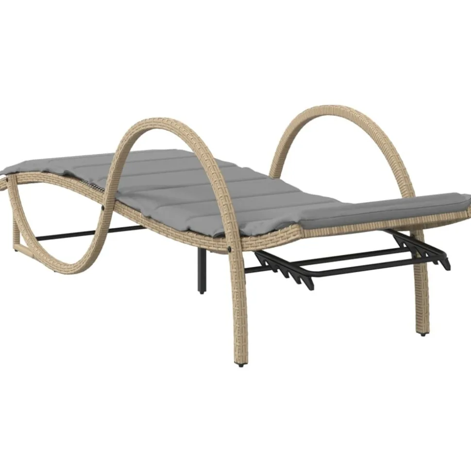 MAISON EXCLUSIVE - Chaises longues lot de 2 avec table beige résine tressée