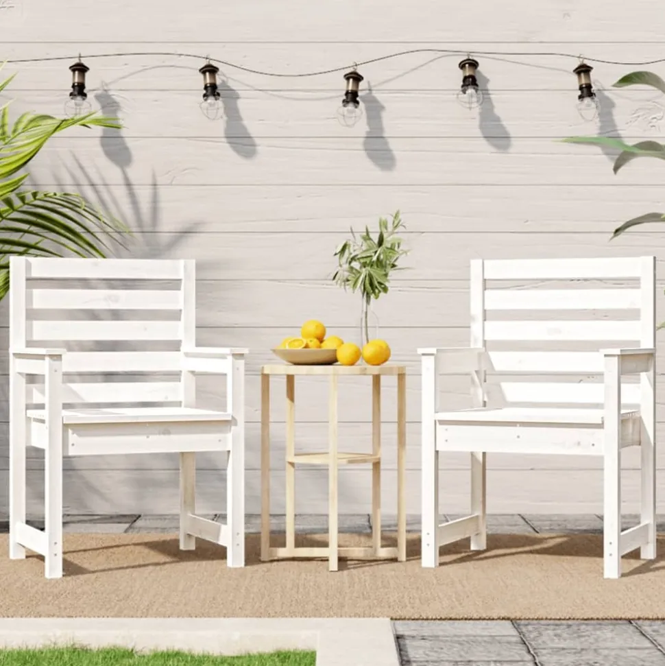 MAISON EXCLUSIVE - Chaises de jardin lot de 2 blanc 60x48x91 cm bois massif de pin