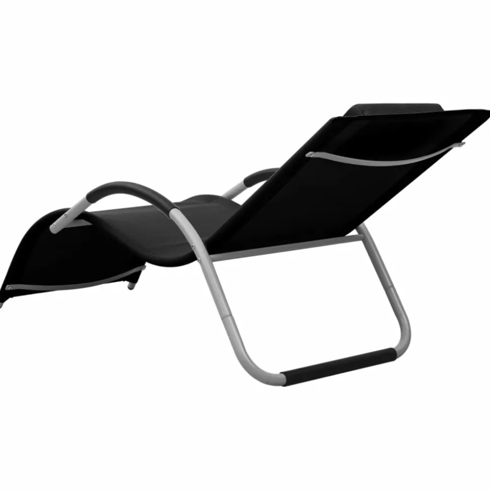 MAISON EXCLUSIVE - Chaises longues textilène lot de 2 noir et gris