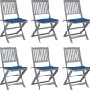 MAISON EXCLUSIVE - Chaises pliables d'extérieur lot de 6 et coussins bois d'acacia