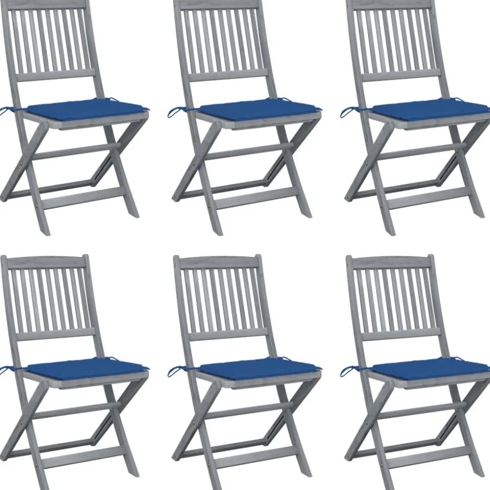 MAISON EXCLUSIVE - Chaises pliables d'extérieur lot de 6 et coussins bois d'acacia